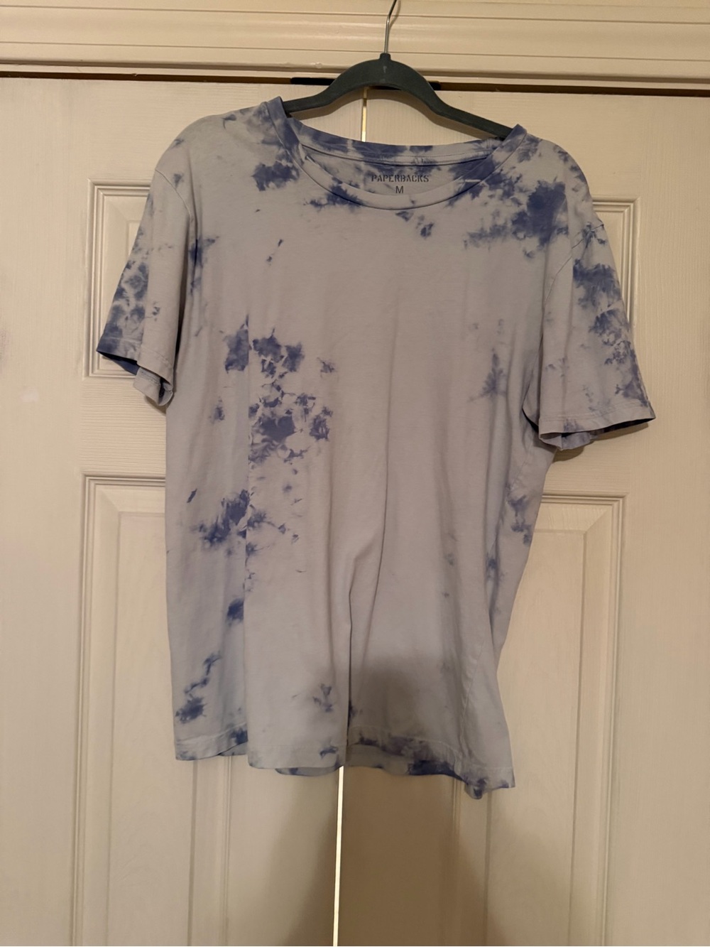 Paperbacks women’s Tie-Dye Short Sleeve T-Shirt - Light Blue & Navy